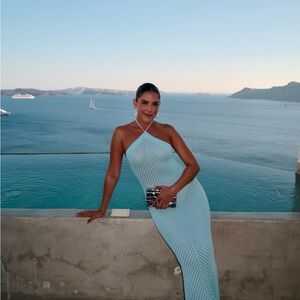 Chevron Knit Blue Maxi Dress